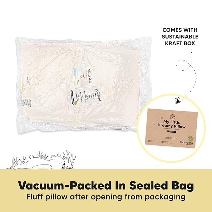 KeaBabies 2-Pack Toddler Pillows 2 Year Old to 5-13x18 Soft Organic Cotton Kids Pillow for Sleeping, Travel, School, Daycare, Nap, Toddler Bed, Machine Washable, Without Pillowcase (Nibbles/Bruce)