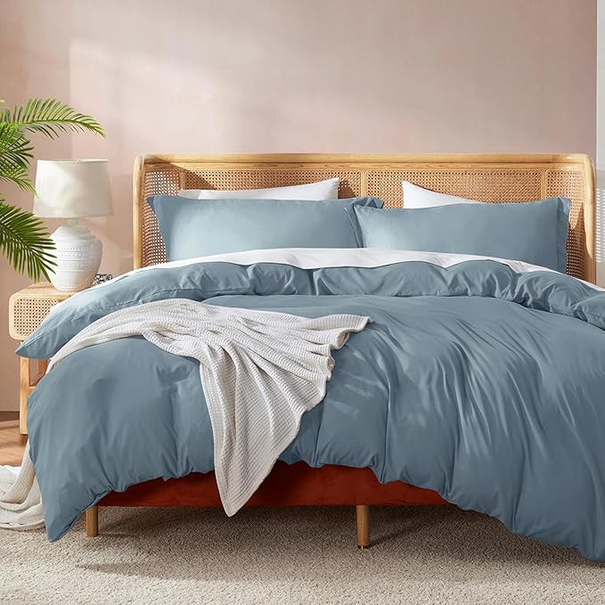 Nestl Stone Blue Duvet Cover King Size - Soft Double Brushed King Duvet Cover Set, 3 Piece, with Button Closure, 1 Duvet Cover 104x90 inches and 2 Pillow Shams