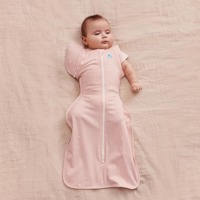 Love to Dream Swaddle Up™ Transition Bag, 1.0 TOG, 13-19 lbs, Stage 2, Zip-Off Wings, Gently Help Baby Transition from Being Swaddled to Arms Free When Showing Signs of Rolling, Powder Pink Twinkle