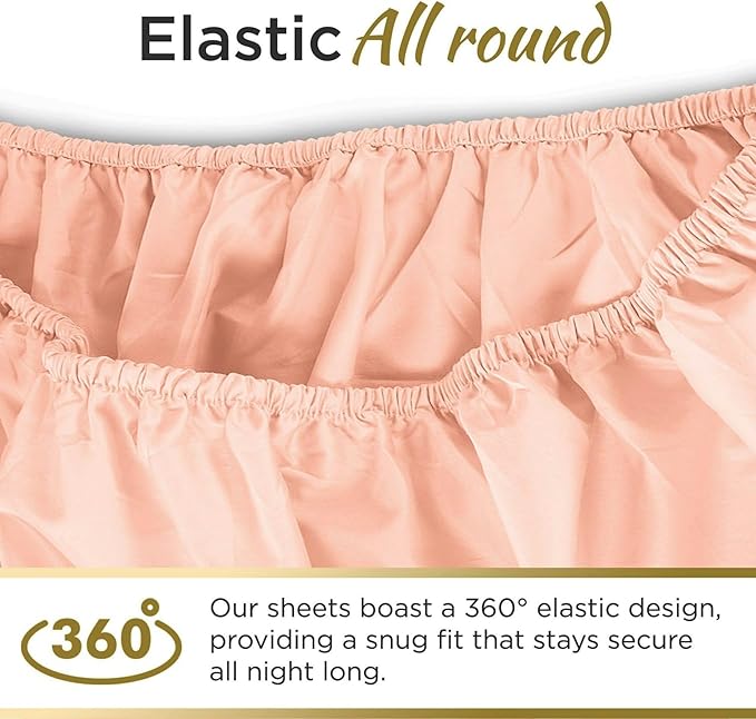 Twin XL 100% Microfiber Double Brushed Sheet Set - Extra-Soft & Wrinkle-Free - 15" Deep Pockets, 39" x 80" - Ideal for Dorms, Hospitals & Split King Beds - 3 PC Set (Twin XL, Peach)
