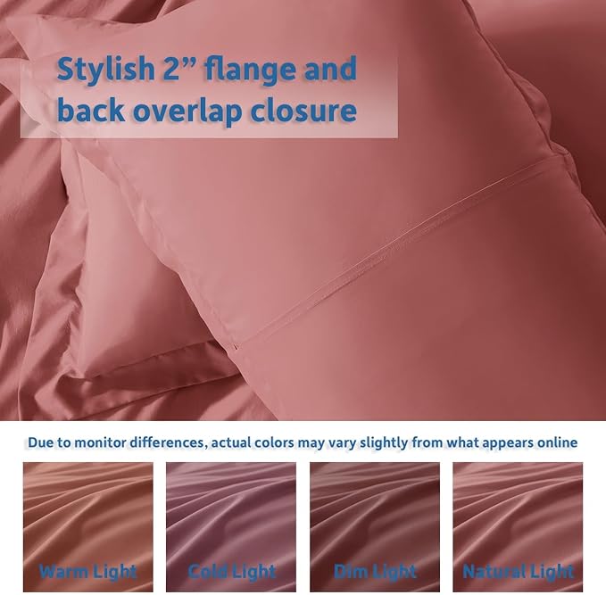 Nestl Twin Duvet Cover Set - Soft Double Brushed Pink Clay Duvet Cover Twin XL, 2 Piece, with Button Closure, 1 Duvet Cover 68x90 inches and 1 Pillow Sham