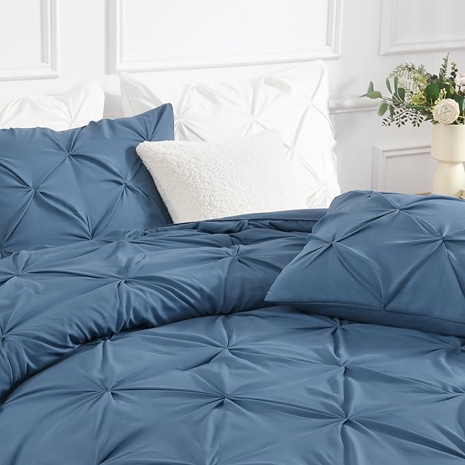Andency Ocean Blue King Size Comforter Set (104x90Inch), 3 Pieces Soft Lightweight Western Modern Pinch Pleat Bedding Comforters, All Season Warm Down Alternative Bed Set for Boys Men Adults