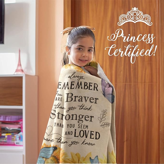 Inspirational Blanket for Kids, Adults, and Family, Inspire Love, Bravery, and Strength, Encouragement, Loved, and Protection Theme, Soft, Warm, and Plush, (Fleece 50x60)