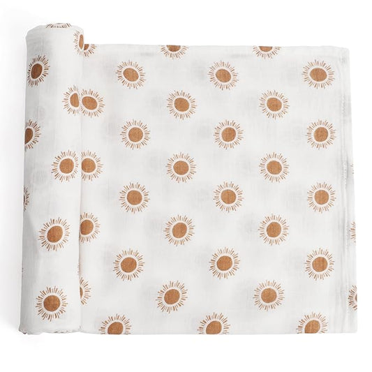 Premium Soft Muslin Cotton Baby Muslin Swaddle Blanket for Newborns - Gender-Neutral Receiving Wrap for Boys and Girls, 47x47in (120x120cm) Large (Lovely Sun)