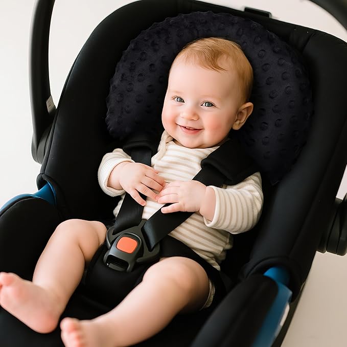 Pro Goleem Infant Car Seat Insert, Baby Head Neck Body Support, Soft Minky Newborn Car Seat Insert, 2-in-1 Reversible, Boys and Girls, Black