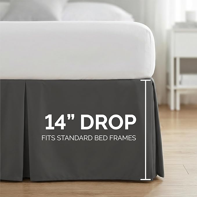 Southshore Fine Living, Inc. Hotel Quality Twin Bed Skirt - 15" Drop, Elegant Pleated Design, Premium Dust Ruffle/Twin Size Bed Skirt, Easy Care, Luxury Bed Skirt Twin Size, Slate