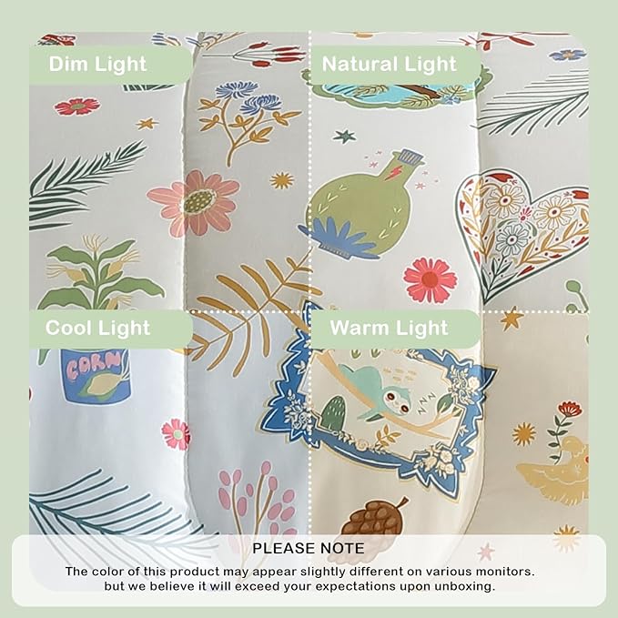 Twin Comforter Set for Girls-3 Pieces Forest Friends Twin Bedding Set with 1 Comforter, 1 Decor Pillow, 1 Pillow Sham