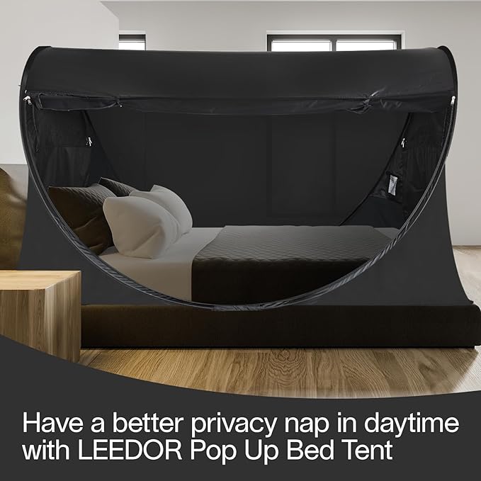 LEEDOR® Bed Tent Dream Tents Bed Canopy Shelter Cabin Indoor Privacy Warm Breathable Pop Up Twin/Full/Queen for Kids and Adult Patent Pending(Mattress Not Included)