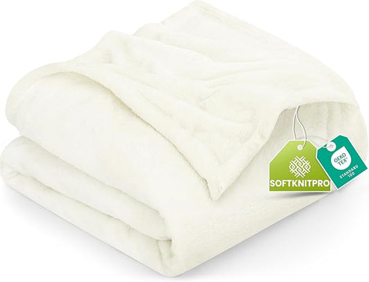 Utopia Bedding Fleece Blanket Twin Size Ivory (60x80 Inches) Ultra Soft Warm Lightweight Microfiber Breathable Anti-Static Cozy Winter Bed Blanket, All-Season Home Decor Gift for Men & Women
