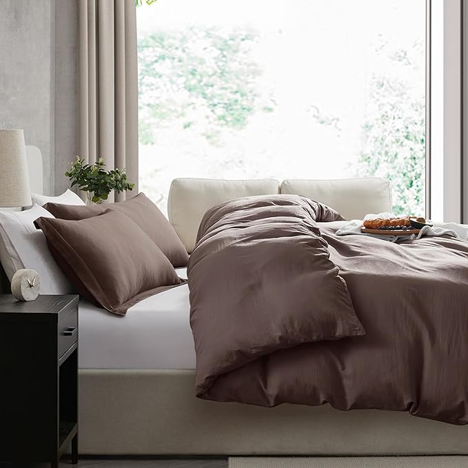 Nestl Chocolate Brown California King Duvet Cover Sets - Soft Prewashed Cal King Duvet Cover, 3 Piece, with Zipper Closure, 1 Duvet Cover 104x98 inches and 2 Pillow Shams