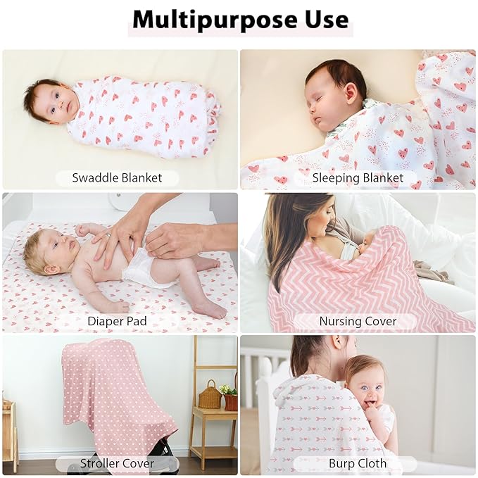 Yoofoss Muslin Swaddle Blankets, Organic Baby Blankets, 47 x 47 Inches Receiving Blanket for Baby Boys and Girls, Baby Essentials for Newborns Soft Breathable