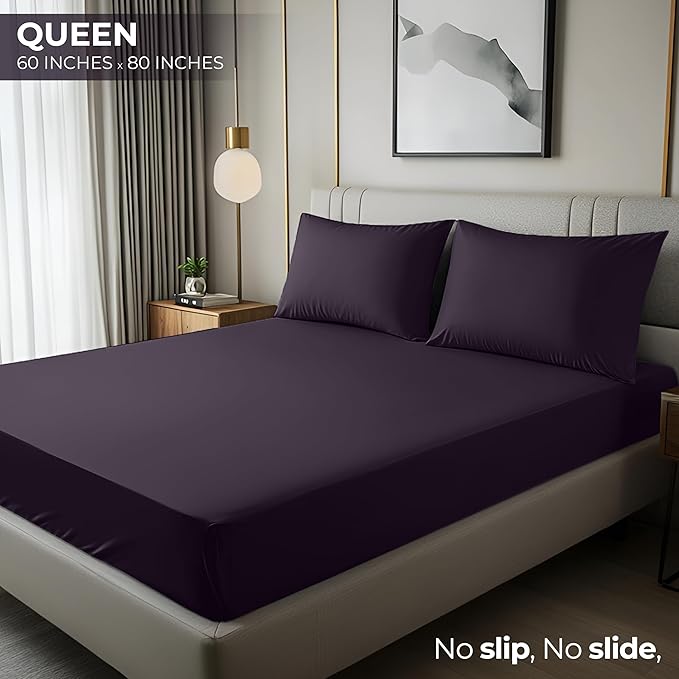 Utopia Bedding Queen Fitted Sheet - Bottom Sheet - Deep Pocket - Soft Microfiber - Shrinkage and Fade Resistant - Easy Care -1 Fitted Sheet Only (Purple)