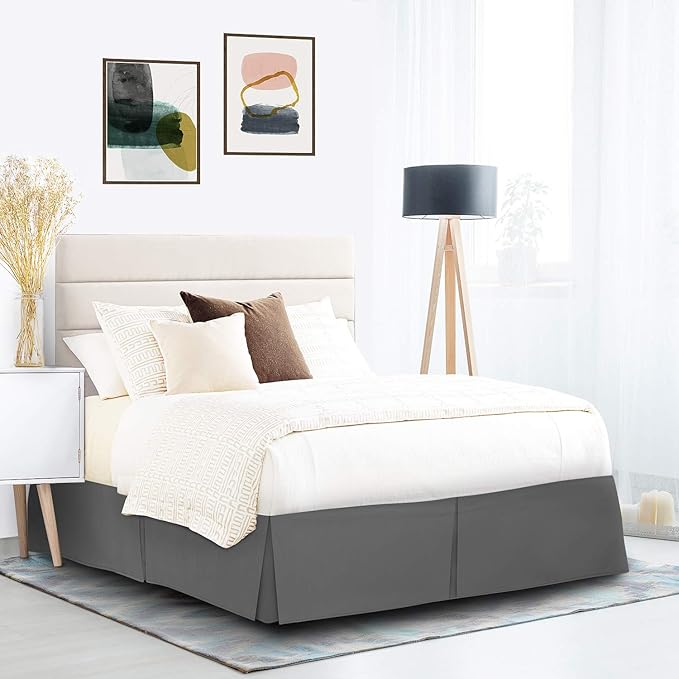Nestl Dark Gray Twin XL Bed Skirt - Twin XL Size Bed Skirt 14 Inch Drop - Brushed Microfiber Bed Skirts - Hotel Quality Pleated Bed Skirt - Shrinkage & Fade Resistant