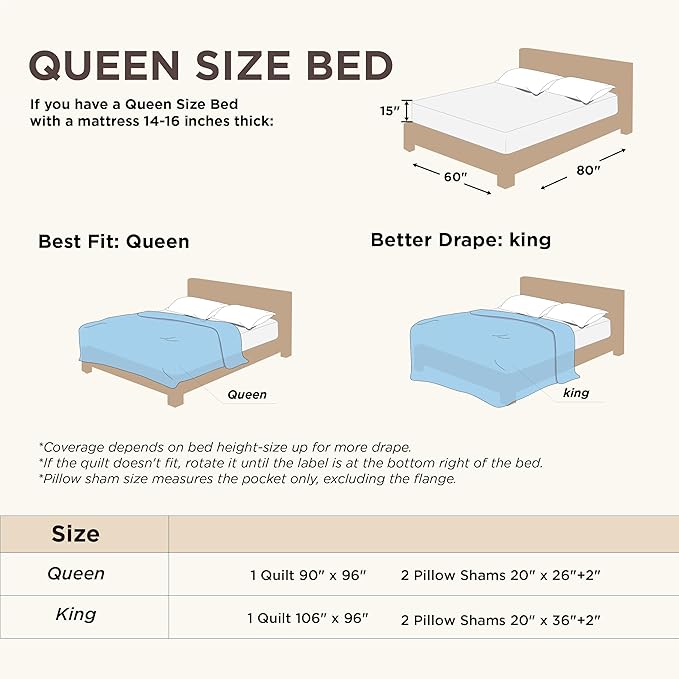 Bedsure Quilts Queen Size - Ultra Soft Pre-Washed Cloud-Like Bedding, All-Season Lightweight Comforter for Country Bedroom, Leaf Design Coverlet in Pure White, 90 x 96 Inches