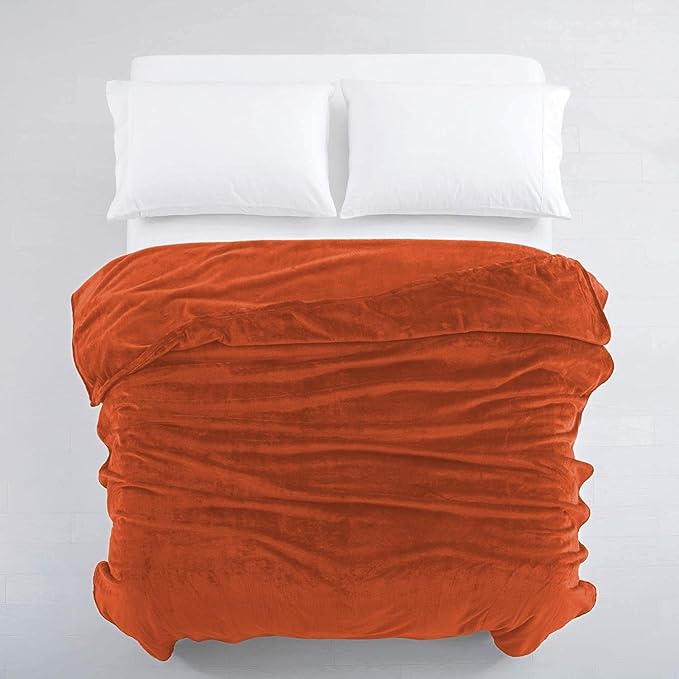 MOONLIGHT20015 Fleece Throw Blanket 16 Pack - Super Soft Cozy for Couch, Sofa and Camping Lightweight 400 GSM Luxury Fluffy Microfiber Bed Blankets 50 x 60 Inches (Throw/Travel, Rust)