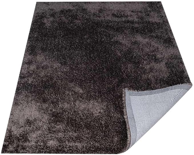 Hand Tufted SHAG Polyester ECO-Friendly Area Rugs - 5'x8', Rectangle, Light Brown, Solid Plain Design, High Pile Thick Handmade Anti Skid Rugs for Living Room, Bed Room K00111