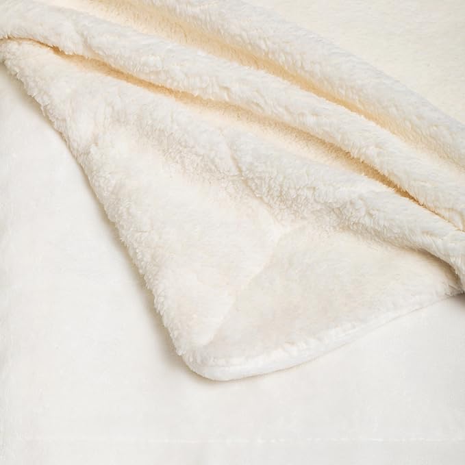 American Baby Company Heavenly Soft Chenille Sherpa Toddler Blanket (36" x 48"), Warm and Cozy, Ivory, for Boys and Girls, Versatile for Nap Time, Preschool and Travel