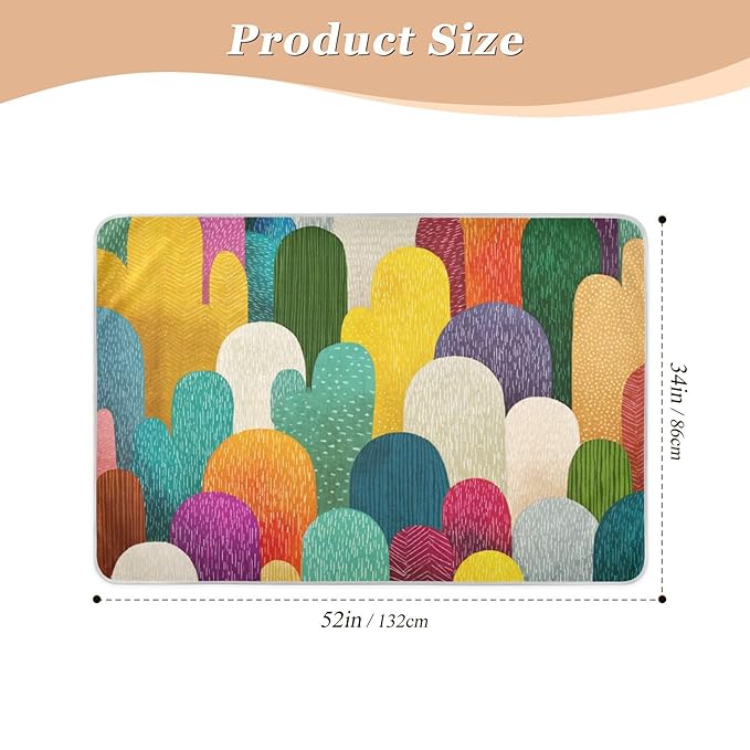 Waterproof Bed Pad Reusable Changing Pad Toddler Mattress Protector Large Pee Pad Baby Diaper Pad Soft Washable Liner Multicolored Geometric Cacti
