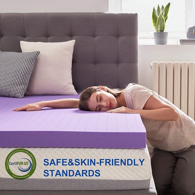 SINWEEK 4 Inch Gel Memory Foam Mattress Topper Ventilated Soft Pressure Relieve Mattress Pad, Breathable Bed Topper, CertiPUR-US Certified, Twin Size