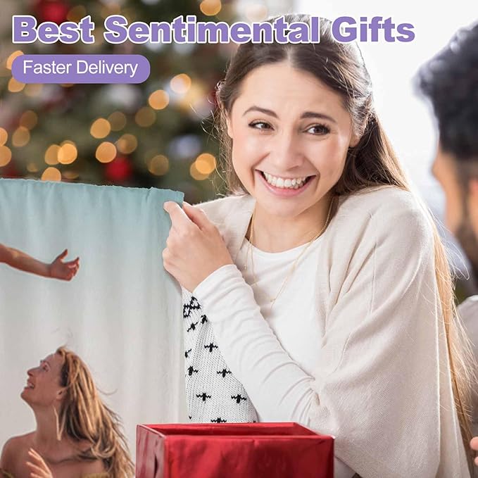 Personalized Picture Blankets, 1 Photos Personalized Blanket Custom Photo Blanket Personalized Gifts for Adults Family Dad Mom Couples, 8 Sizes