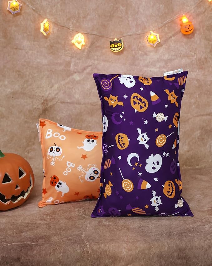 ALVABABY Toddler Pillowcases Stretchy Soft Kids Pillow Cover 2 Pack Fit 13"x 18" or 12"x16" Envelope for Girl Boy Sleepy Travel Halloween 2TPE35A
