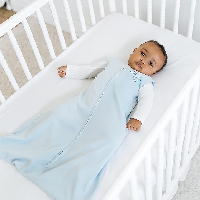 HALO SleepSack, 100% Cotton Wearable Blanket, Swaddle Transition Sleeping Bag, TOG 0.5, Baby Blue, Medium, 6-12 Months