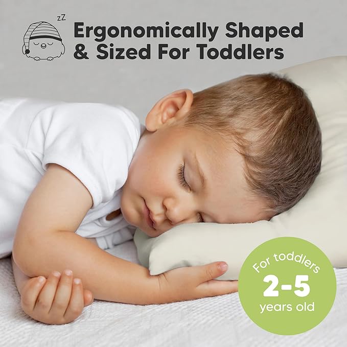 KeaBabies 2-Pack Toddler Pillows 2 Year Old to 5-13x18 Soft Organic Cotton Kids Pillow for Sleeping, Travel, School, Daycare, Nap, Toddler Bed, Machine Washable, Without Pillowcase (Clay)