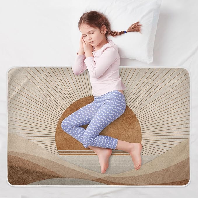 Waterproof Bed Pad Reusable Changing Pad Toddler Mattress Protector Large Pee Pad Baby Diaper Pad Soft Washable Liner Boho Sun
