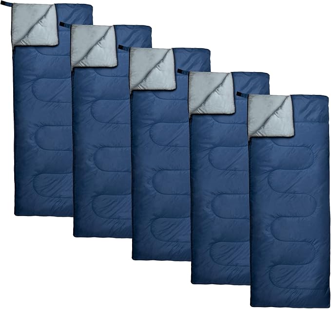 Bulk 10 Pack Envelope Sleeping Bags, 4 Seasons Warm or Cold Lightweight Indoor Outdoor Sleeping Bags for Adults, Backpacking, Camping