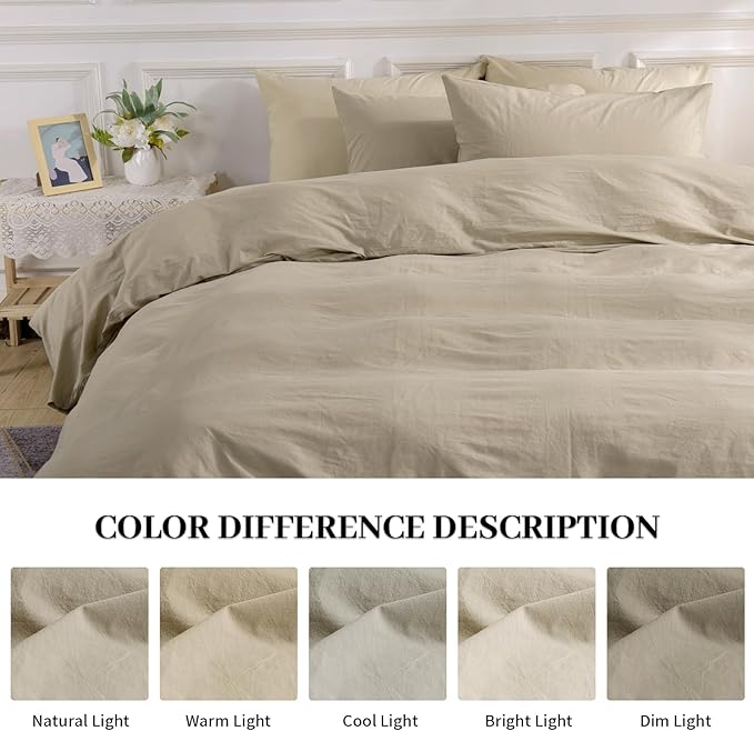 NEXHOME PRO Duvet Cover Set Kids Twin Size Linen Feel Textured Organic Natural 100% Washed Cotton Duvet Cover 2 Pieces Bedding Set with Zipper Closure & Corner Ties, Breathable (No Comforter)