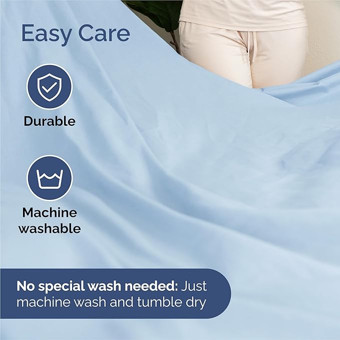 Split King 7 Piece Sheet Set - Comfy Breathable & Cooling - Soft Hotel Luxury Bedding Set with 8-16 Inch Deep Pockets - 1 Flat & 2 Fitted Sheet & 4 Pillowcases - Wrinkle Free & Easy Care - Baby Blue