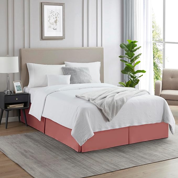 Nestl Pink Clay Bed Skirt Queen Size - Queen Bed Skirt 14 Inch Drop - Brushed Microfiber Bed Skirts - Hotel Quality Pleated Bed Skirt - Shrinkage & Fade Resistant