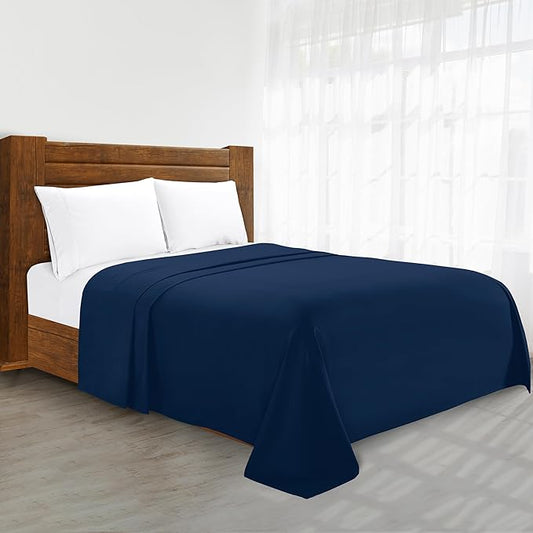 Luxury Flat Sheet on Amazon Elegant Comfort Wrinkle-Free 1500 Premier Hotel Quality 1-Piece Flat Sheet, California King Size, Navy Blue