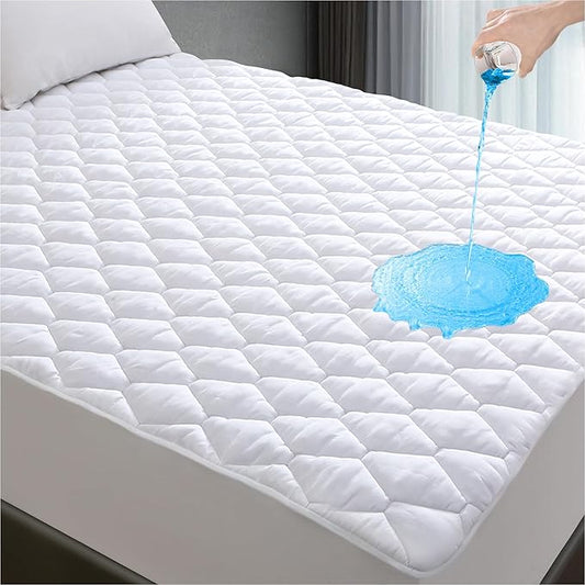Lunsing Soft Twin XL Waterproof Mattress Protector, Breathable Twin Extra Long Size Mattress Pad Cover, 6-16 Inches Deep Pocket, White