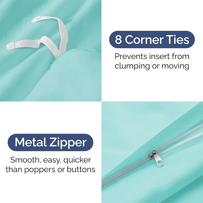 Duvet Cover Cal King Size - Extra Soft Cal King Size Duvet Cover - Lightweight, Breathable, Easy Care & Fade Free w/ Zipper Closures & Ties - 104" x 98" Inches - (Spa Blue) Comforter Not Included