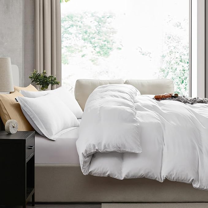 Nestl White Duvet Cover Full Size - Soft Prewashed Full Size Duvet Cover Set, 3 Piece, with Zipper Closure, 1 Duvet Cover 80x90 inches and 2 Pillow Shams - No Comforter
