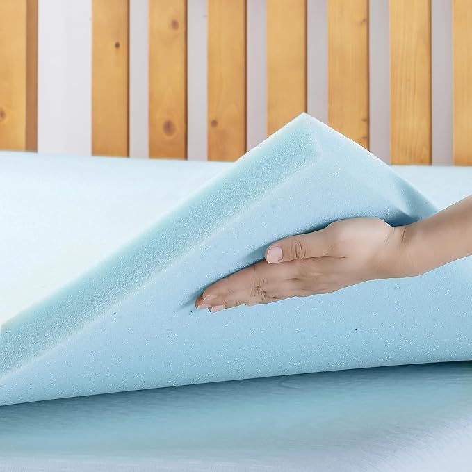 Best Price Mattress 1.5 Inch Ventilated Memory Foam Mattress Topper, Cooling Gel Infusion, CertiPUR-US Certified, Dorm Essentials, Short Queen
