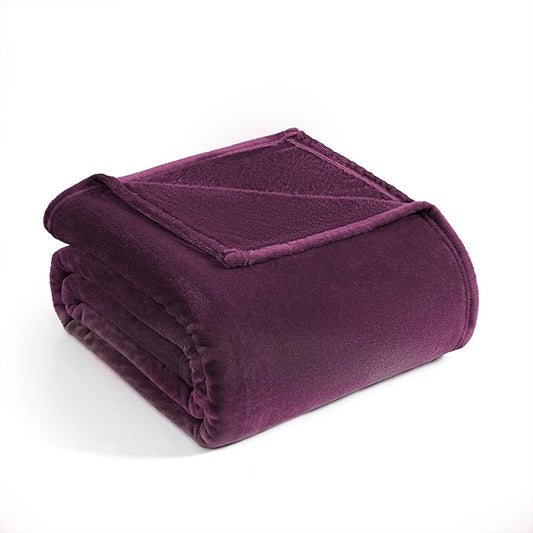 Casa Platino Fleece Blanket King Size – 300 GSM Purple Fleece Throw for Bed or Couch – Soft Cozy Warm Holiday Winter Blanket for Bed, Fuzzy Plush Elegant Gifts for Women - 108x90 Inch