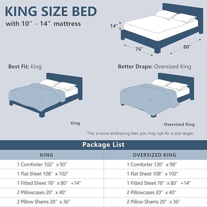 CozyLux King Size Comforter Set Black - 7 Pieces Bed in a Bag King, Luxury Soft Bed Set for All Seasons, Bedding Set with Down Alternative Comforter, Sheets, Pillowcases & Shams