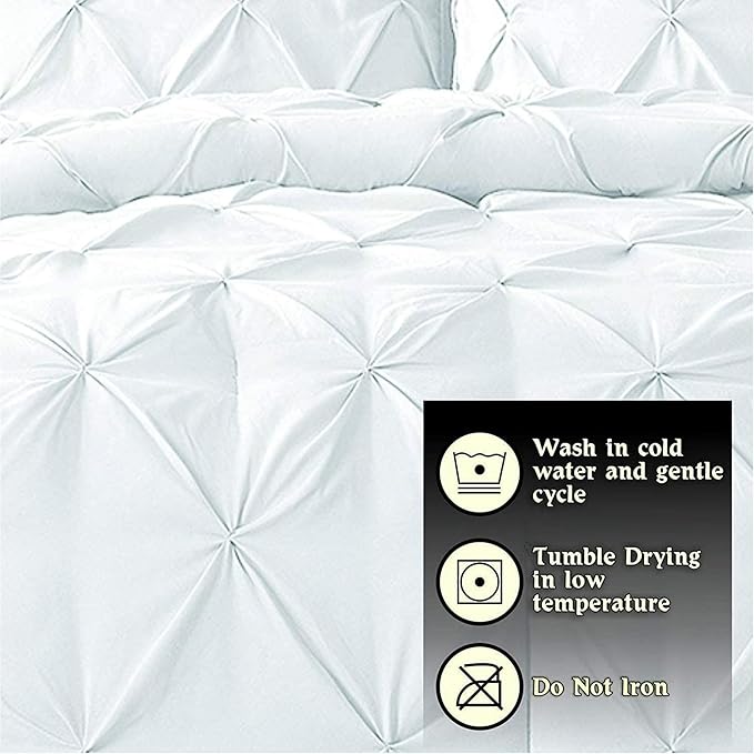 Luxury Pinch Pleat Twin Size 1-Piece Duvet Cover – 800 Thread Count Pima Cotton, Heavyweight Fabric, Ultra Soft & Durable (White)