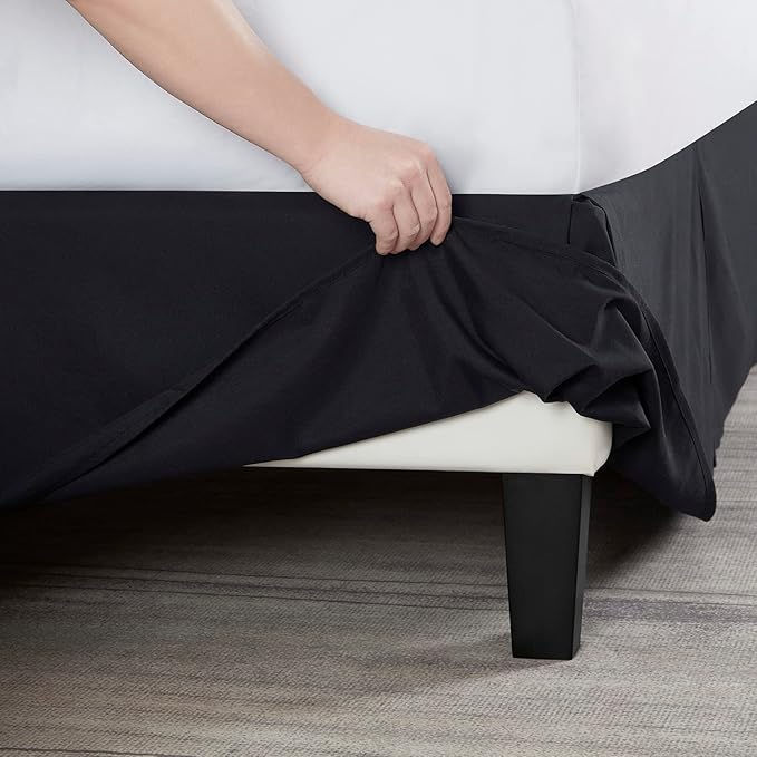 Nestl Black Twin Bed Skirt - Twin Size Bed Skirt 14 Inch Drop - Brushed Microfiber Bed Skirts - Hotel Quality Pleated Bed Skirt - Shrinkage & Fade Resistant