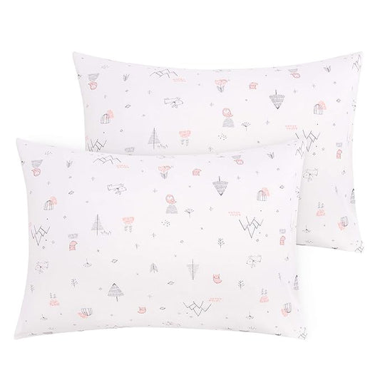NTBAY Organic Cotton Toddler Pillowcases - Super Soft & Breathable Jersey Cotton Toddler Pillow Cases, 13”x18” Pillow Cases with Envelope Closure, Pink Owl