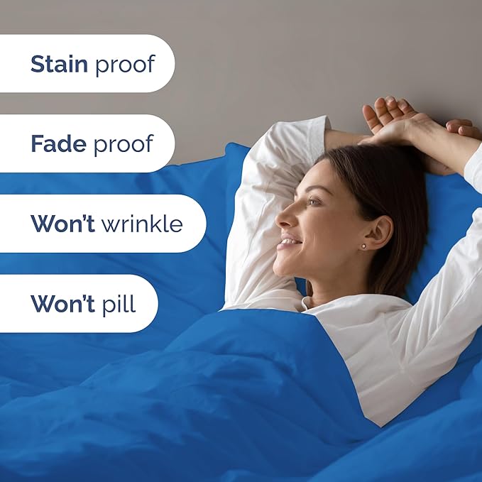 Duvet Cover King Size - Extra Soft King Size Duvet Cover - Lightweight & Breathable - Easy Care & Fade Free with Zipper Closures & Ties - 104" x 90" Inches - (Royal Blue) Comforter Not Included