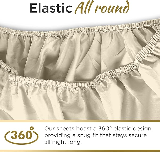 Full XL 100% Microfiber Double Brushed Sheet Set - Extra-Soft, Breathable & Wrinkle-Free - 15" Deep Pockets, 54" x 80" - Ideal for Extra Long Full Beds - 4PC Set (Full XL, Beige)
