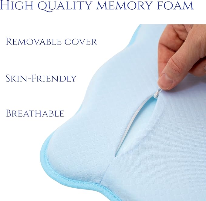 Soft Memory Foam Baby Changing Station Support pad for Infant, Portable Travel Cushion with Cartoon Bear Cover – Comfortable Head Support for Kids, Breathable and Washable