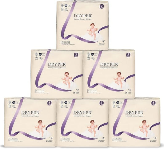 Baby Diapers, DRYPER Disposable Diaper Newborn Size 3 Diapers (13-24 lbs), 3D Leak Guards & Wetness Indicator, Ultra-Soft & Thin, Fast Water Absorption Nappies,150 Count