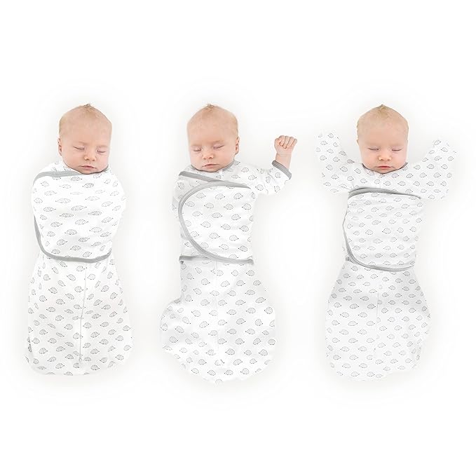 SwaddleDesigns 6-Way Omni Swaddle Sack, Arms Up Swaddle for Newborn, More Options to Calm Startle Reflex, Improves Sleep, Easy Transition Baby Sleep Sack, 12-18 lbs, Tiny Hedgehogs Black