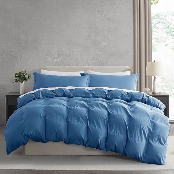 Nestl Twin Duvet Cover Set - Soft Prewashed Blue Heaven Duvet Cover Twin/Twin XL, 2 Piece, with Zipper Closure, 1 Duvet Cover 68x90 inches and 1 Pillow Sham
