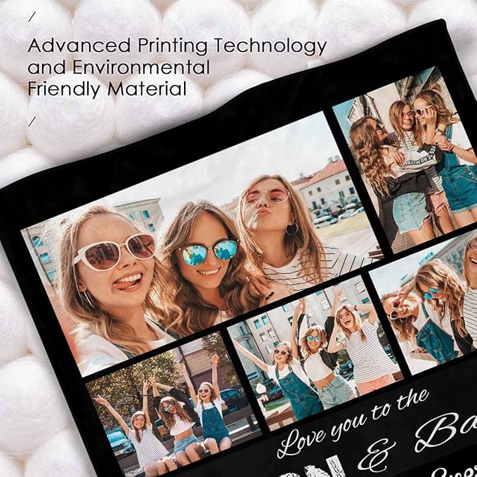 Custom Picture Blankets - 8 Photos Customize Best Friend Forever Blanket for Women Gifts