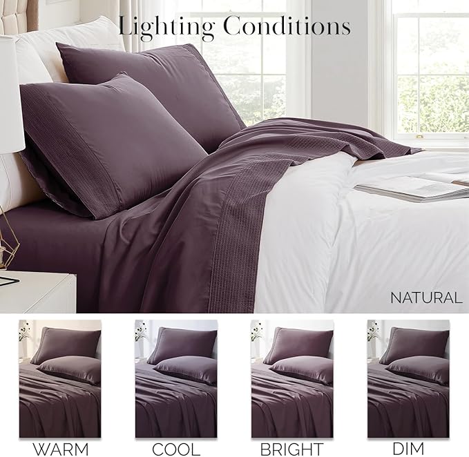Southshore Fine Living, Inc. Split King Bed Sheets 5-Piece Set | 21" Extra Deep Pocket with 2 Pillowcases | Hotel Luxury Quality | Easy Care, Shrinkage Free Bedsheet | Microfiber Bedsheets | Purple